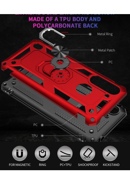 Motorola Moto G8 Power Lite İçin Çift Katmanlı Halkalı Standlı Kılıf (Yurt Dışından) modelleri