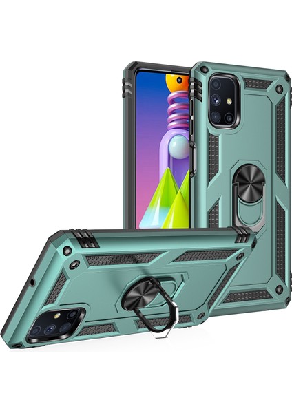 Samsung Galaxy M51 İçin Çift Katmanlı Halkalı Standlı Kılıf (Yurt Dışından)