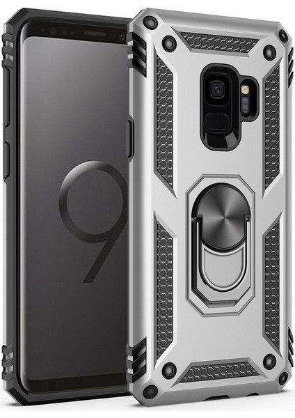 Samsung Galaxy S9 Plus İçin Çift Katmanlı Halkalı Standlı ShockProof Kılıf (Yurt Dışından)