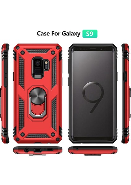 Samsung Galaxy S9 Plus İçin Çift Katmanlı Halkalı Standlı ShockProof Kılıf (Yurt Dışından)