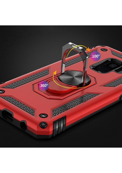 Samsung Galaxy S9 Plus İçin Çift Katmanlı Halkalı Standlı ShockProof Kılıf (Yurt Dışından)