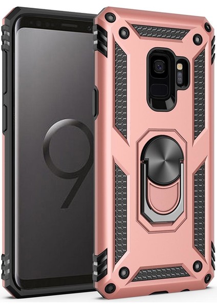 Samsung Galaxy S9 Plus İçin Çift Katmanlı Halkalı Standlı ShockProof Kılıf (Yurt Dışından)