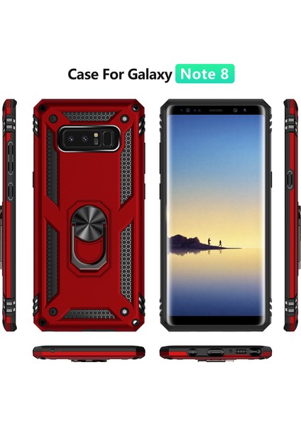 Samsung Galaxy Note 8 İçin Çift Katmanlı Halkalı Standlı ShockProof Kılıf (Yurt Dışından)