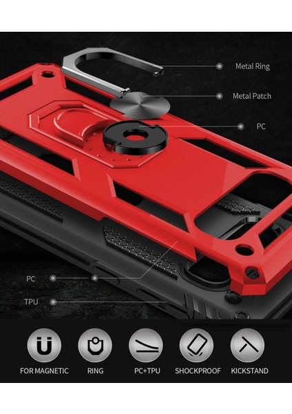 Samsung Galaxy S10 İçin Çift Katmanlı Halkalı Standlı ShockProof Kılıf (Yurt Dışından)