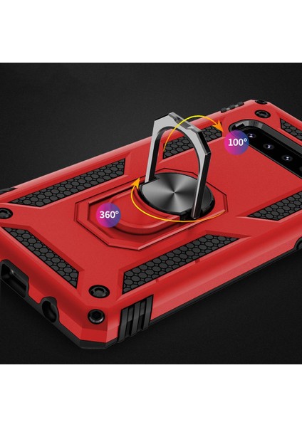 Samsung Galaxy S10 İçin Çift Katmanlı Halkalı Standlı ShockProof Kılıf (Yurt Dışından)
