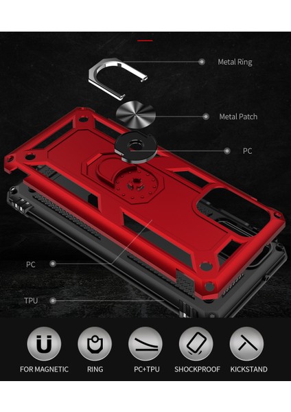 Samsung Galaxy S20 Plus İçin Çift Katmanlı Halkalı Standlı ShockProof Kılıf (Yurt Dışından)