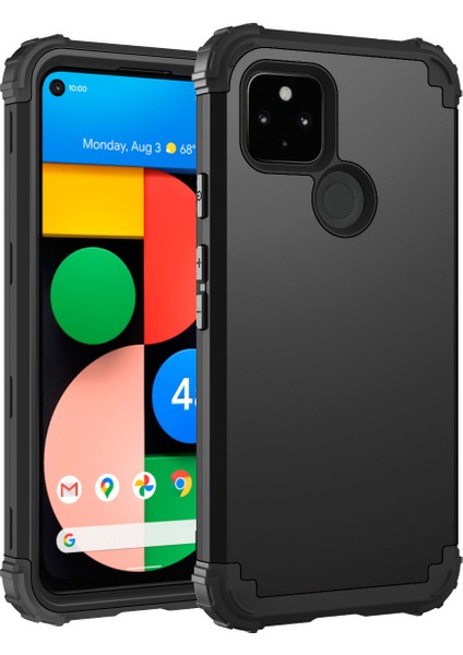Google Pixel 4A 5G İçin Yumuşak Silikon Pc Bumper 3'ü 1 Arada ShockProof Korumalı Kılıf (Yurt Dışından)