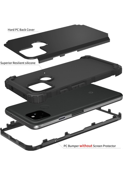 Google Pixel 4A 5G İçin Yumuşak Silikon Pc Bumper 3'ü 1 Arada ShockProof Korumalı Kılıf (Yurt Dışından) fırsatları