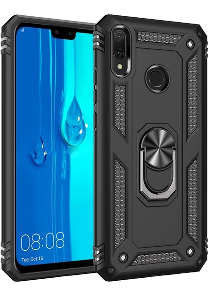 Huawei Y9 2019 İçin Çift Katmanlı Halkalı Standlı ShockProof Kılıf (Yurt Dışından)