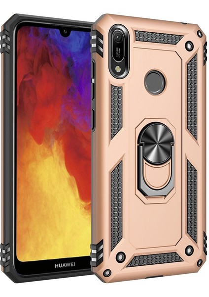 Huawei Y6 2019 / Y6 Prime 2019 İçin Çift Katmanlı Halkalı Standlı ShockProof Kılıf (Yurt Dışından)