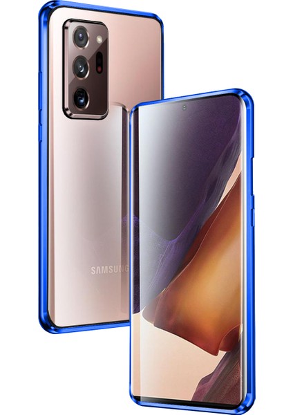Samsung Galaxy Note 20 Ultra İçin 360 Derece Tam Koruma Şeffaf Manyetik Metal Bumper Kılıf (Yurt Dışından)