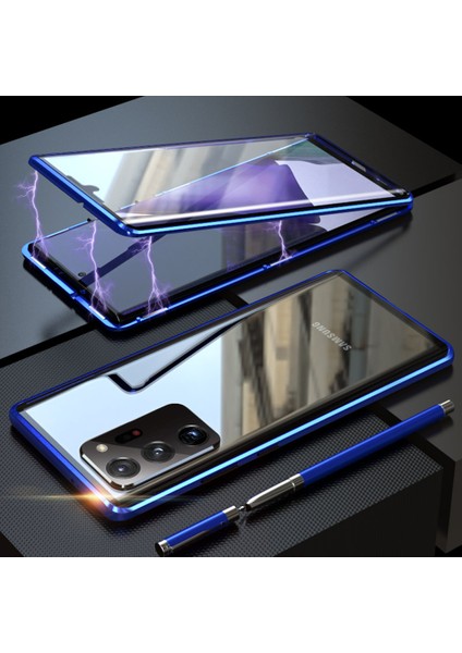 Samsung Galaxy Note 20 Ultra İçin 360 Derece Tam Koruma Şeffaf Manyetik Metal Bumper Kılıf (Yurt Dışından)