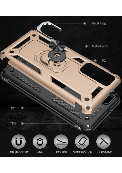 Huawei P 2021 İçin Çift Katmanlı Halkalı Standlı Kılıf (Yurt Dışından) modelleri