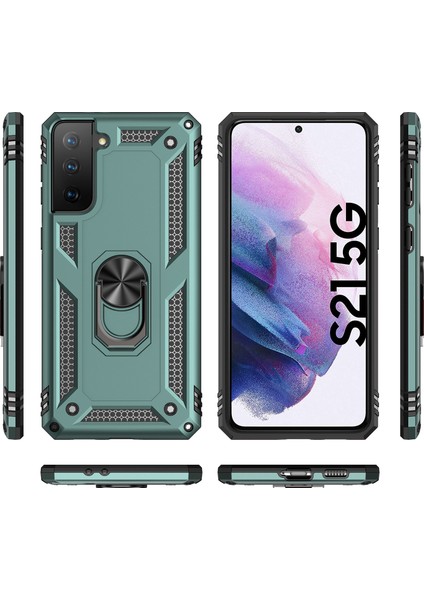 Samsung Galaxy S21 5G İçin Çift Katmanlı Halkalı Standlı Kılıf (Yurt Dışından)
