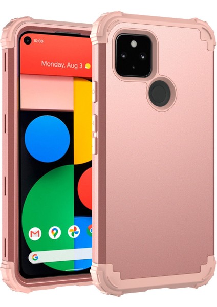 Google Pixel 5 İçin Yumuşak Silikon Pc Bumper 3'ü 1 Arada ShockProof Korumalı Kılıf (Yurt Dışından)