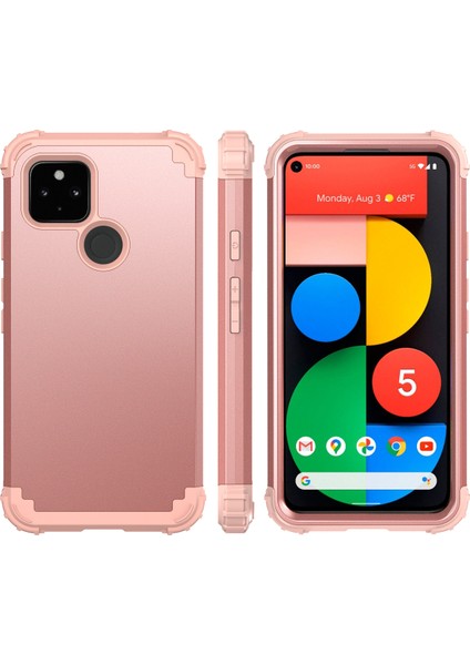 Google Pixel 5 İçin Yumuşak Silikon Pc Bumper 3'ü 1 Arada ShockProof Korumalı Kılıf (Yurt Dışından)