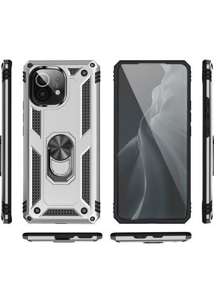 Xiaomi Mi 11 İçin Çift Katmanlı Halkalı Standlı Kılıf (Yurt Dışından)
