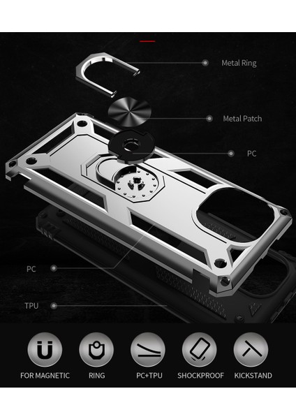 Xiaomi Mi 11 İçin Çift Katmanlı Halkalı Standlı Kılıf (Yurt Dışından)