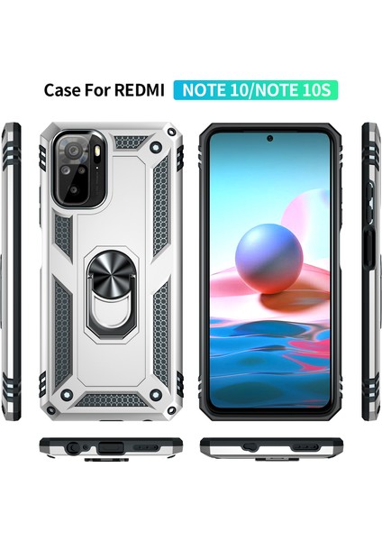 Xiaomi Redmi Note 10 4G/Note 10S İçin Çift Katmanlı Halkalı Standlı Kılıf (Yurt Dışından)