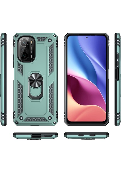 Xiaomi Poco F3 İçin Çift Katmanlı Halkalı Standlı Kılıf (Yurt Dışından)