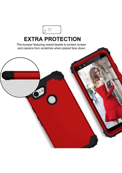 Google Pixel 3 Xl İçin Pc Yumuşak Tpu Bumper 3'ü 1 Arada Koruma ShockProof Kılıf (Yurt Dışından)