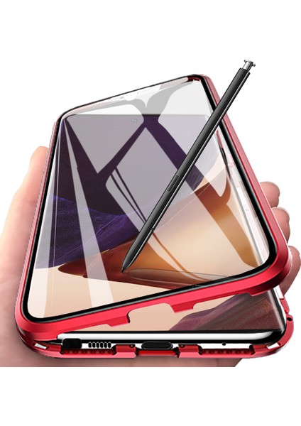 Samsung Galaxy Note 20 Ultra İçin 360 Derece Tam Koruma Şeffaf Manyetik Metal Bumper Kılıf (Yurt Dışından)