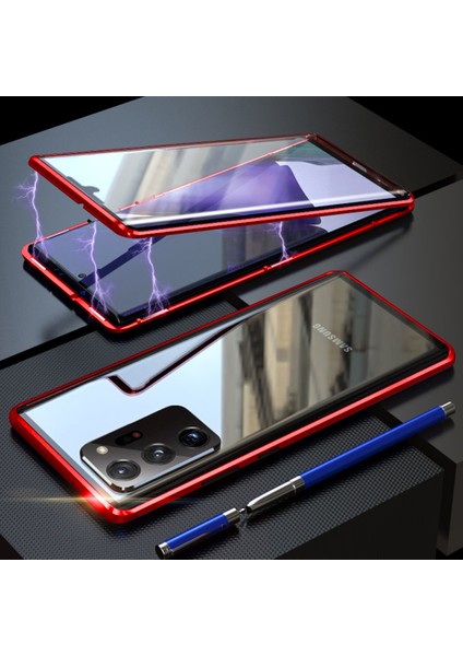 Samsung Galaxy Note 20 Ultra İçin 360 Derece Tam Koruma Şeffaf Manyetik Metal Bumper Kılıf (Yurt Dışından)