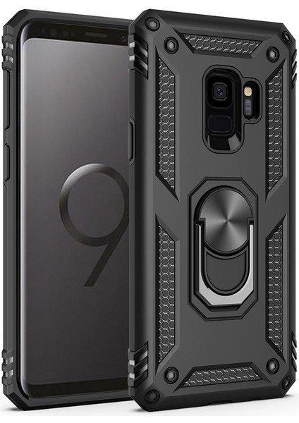 Samsung Galaxy S9 Plus İçin Çift Katmanlı Halkalı Standlı ShockProof Kılıf (Yurt Dışından)