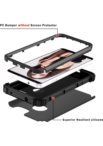 Google Pixel 3A Xl İçin Yumuşak Silikon Pc Bumper 3'ü 1 Arada ShockProof Korumalı Kılıf (Yurt Dışından)