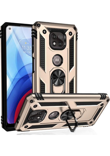 Motorola Moto G Power 2021 İçin Çift Katmanlı Halkalı Standlı Kılıf (Yurt Dışından)