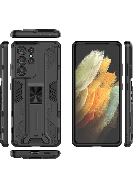 Samsung Galaxy S21 Ultra 5G İçin Çift Katmanlı Pc Tpu Bumper Kaymaz ShockProof Korumalı Kılıf (Yurt Dışından)