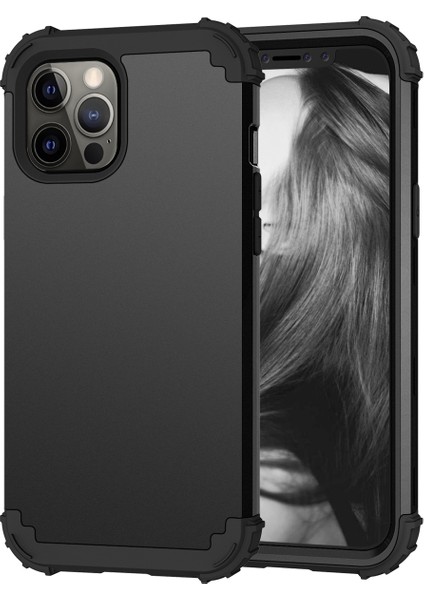 iPhone 12 Pro Max İçin Yumuşak Silikon Pc Bumper 3'ü 1 Arada ShockProof Korumalı Kılıf (Yurt Dışından)