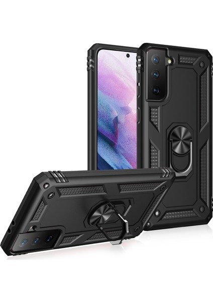 Samsung Galaxy S21 Plus 5G İçin Çift Katmanlı Halkalı Standlı Kılıf (Yurt Dışından)