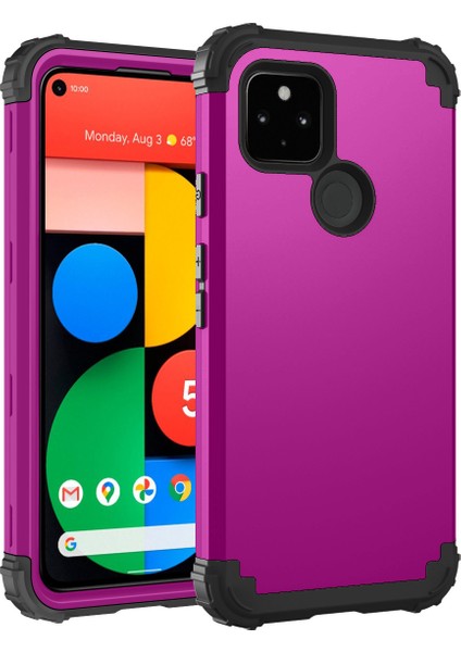 Google Pixel 5 İçin Yumuşak Silikon Pc Bumper 3'ü 1 Arada ShockProof Korumalı Kılıf (Yurt Dışından)