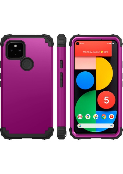Google Pixel 5 İçin Yumuşak Silikon Pc Bumper 3'ü 1 Arada ShockProof Korumalı Kılıf (Yurt Dışından)