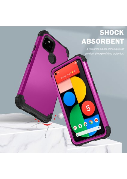 Google Pixel 5 İçin Yumuşak Silikon Pc Bumper 3'ü 1 Arada ShockProof Korumalı Kılıf (Yurt Dışından)
