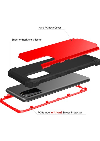Samsung Galaxy S20 Plus İçin Yumuşak Silikon Pc Bumper 3'ü 1 Arada ShockProof Korumalı Kılıf (Yurt Dışından)