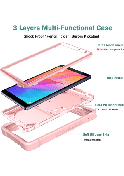 Huawei Matepad T8 8.0 inç İçin 3 Katmanlı Standlı Shockproof Tam Koruma Kılıf (Yurt Dışından) indirimleri