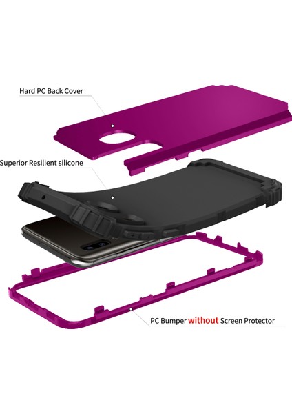 Samsung Galaxy A20 / A30 / A50 / A50S İçin Yumuşak Silikon Pc Bumper 3'ü 1 Arada ShockProof Korumalı Kılıf (Yurt Dışından)