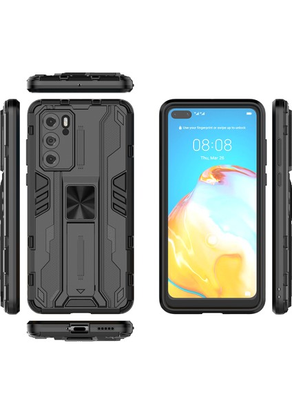 Huawei P40 İçin Çift Katmanlı Pc Tpu Bumper Kaymaz ShockProof Korumalı Kılıf (Yurt Dışından)
