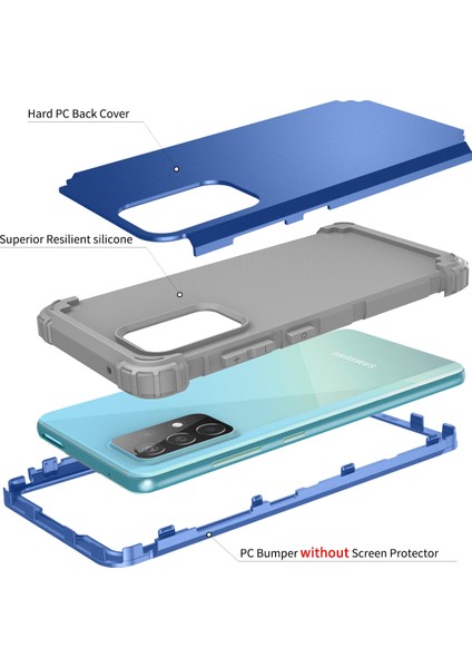 Samsung Galaxy A52 4G/5G İçin Yumuşak Silikon Pc Bumper 3'ü 1 Arada ShockProof Korumalı Kılıf (Yurt Dışından)