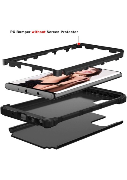 Samsung Galaxy Note 10 Plus / Note 10+ 5G İçin Pc Yumuşak Tpu Bumper 3'ü 1 Arada Koruma ShockProof Kılıf (Yurt Dışından) modelleri