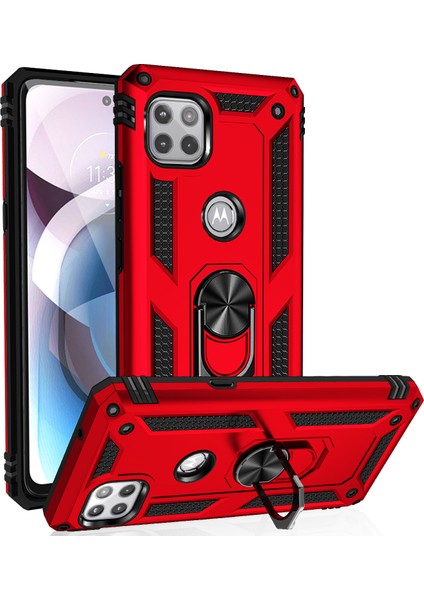 Motorola One 5G Ace İçin Çift Katmanlı Halkalı Standlı Kılıf (Yurt Dışından)