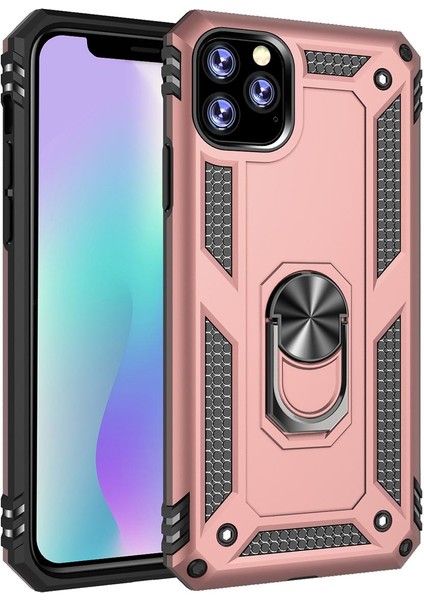 iPhone 11 Pro Max İçin Çift Katmanlı Halkalı Standlı ShockProof Kılıf (Yurt Dışından)