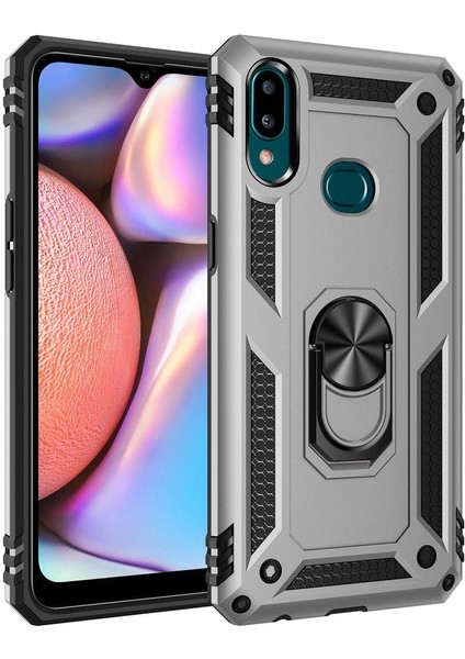 Samsung Galaxy A10S İçin Çift Katmanlı Halkalı Standlı ShockProof Kılıf (Yurt Dışından)