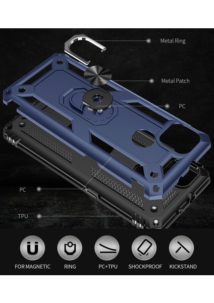 Motorola Moto G9 Power İçin Çift Katmanlı Halkalı Standlı Kılıf (Yurt Dışından) modelleri