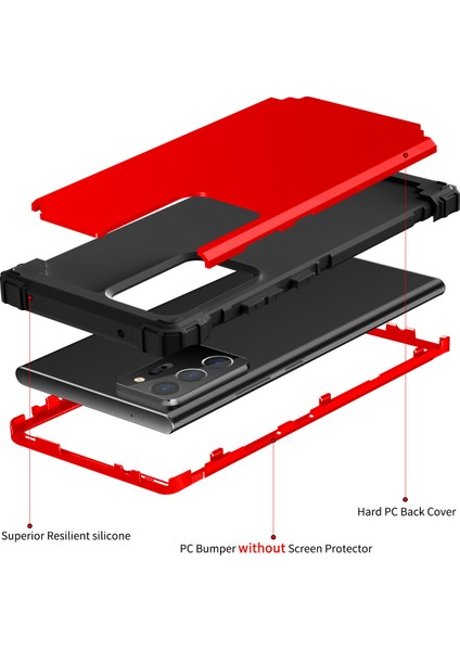 Samsung Galaxy Note 20 Ultra İçin Yumuşak Silikon Pc Bumper 3'ü 1 Arada ShockProof Korumalı Kılıf (Yurt Dışından)