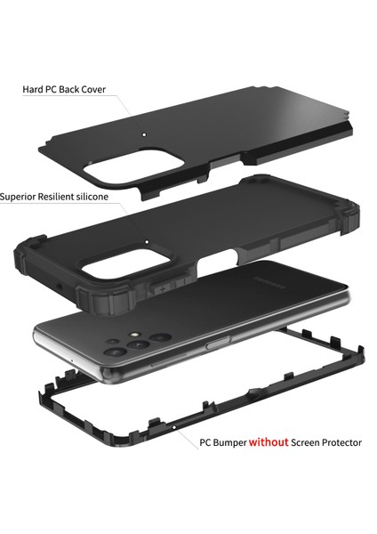 Samsung Galaxy A32 5G İçin Yumuşak Silikon Pc Bumper 3'ü 1 Arada ShockProof Korumalı Kılıf (Yurt Dışından)