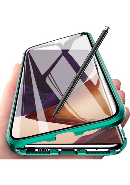 Samsung Galaxy Note 20 Ultra İçin 360 Derece Tam Koruma Şeffaf Manyetik Metal Bumper Kılıf (Yurt Dışından)
