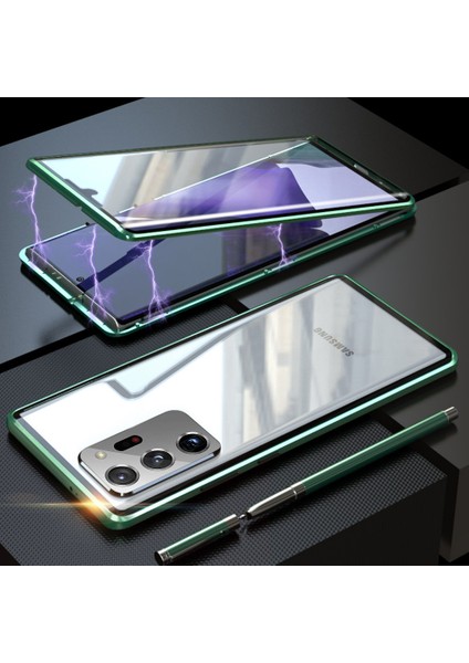 Samsung Galaxy Note 20 Ultra İçin 360 Derece Tam Koruma Şeffaf Manyetik Metal Bumper Kılıf (Yurt Dışından)